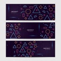 Technology neon abstract vector business long banner template. Horizontal header web banner. Modern gradient color cover header Royalty Free Stock Photo