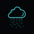 Technology neon cloud icon on black background
