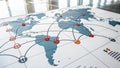 Technology Network Connections Over World Map Background global network connectivity Royalty Free Stock Photo