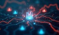 Technology Network Digital Data Flow Artificial Intelligence data analytics processing abstract visualization concept background