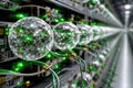Technology network with glowing spheres and circuits in a data center Royalty Free Stock Photo
