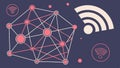 Technology network hub with wifi symbol. Data connection and iot vector icon. vector design Generative AI Royalty Free Stock Photo