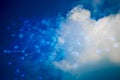 Cloud storage digital technology internet network background, sytem hologram link working, web of internet of things Royalty Free Stock Photo