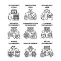 Technology network tech set icon vector illustration