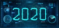 Technology 2020 New Year concept in futuristic style HUD Royalty Free Stock Photo