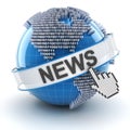 Technology news symbol with digital globe, 3d Royalty Free Stock Photo