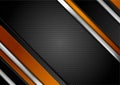 Technology orange and black background with metallic stripes Royalty Free Stock Photo