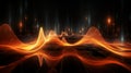 Technology orange sinusoidal waves dark backdrop