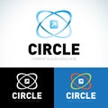 Technology orbit web rings logo. Vector circle ring logo design. Abstract flow logo template. Round ring shape.