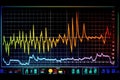 Oscilloscope waveform on its screen. Generative AI Royalty Free Stock Photo