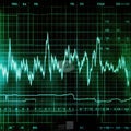 Oscilloscope waveform on its screen. Generative AI Royalty Free Stock Photo