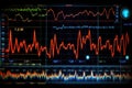 Oscilloscope waveform on its screen. Generative AI Royalty Free Stock Photo