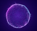 Technology particle sphere hologram vector. Data globe. Futuristic tech hud Royalty Free Stock Photo