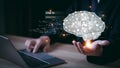 Technology and people concept man use AI to help work, AI Learning and Artificial Intelligence Concept. Business, modern Royalty Free Stock Photo
