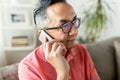 Close up of asian man calling on smartphone Royalty Free Stock Photo