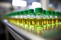 Technology in pharma: medicine bottles on conveyor