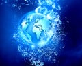 Technology planet under water Royalty Free Stock Photo