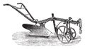 Technology of plow of Bajac-Delahaye, vintage engraving Royalty Free Stock Photo