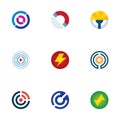 Technology power abstract circle signal wave science logo icons set