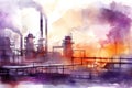 Chimney factory pollution plant refinery smoke industrial ecology energy technology chemistry production Royalty Free Stock Photo