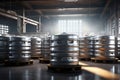 Factory alcohol container food beer brewery steel industrial production plant storage interior metallic drink Royalty Free Stock Photo