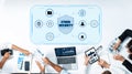 Technology Professionals Collaborating on Cyber Security Strategies with Charts and Digital Devices in Modern Office Royalty Free Stock Photo