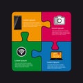 Technology Puzzle Design With Smartphone, Camera, Laptop And Wlan Symbol - Colorful Vector Illustration