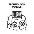 Technology Puzzle Strategy Vector Black Illustration