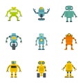 Technology robot icons set, flat style Royalty Free Stock Photo