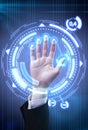 Technology scan man's hand for security Royalty Free Stock Photo