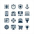 Technology, Security and Analytics Solid Icons Set Royalty Free Stock Photo