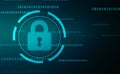Technology security concept. Modern safety digital background.Digital Padlock on abstract technology background, Royalty Free Stock Photo