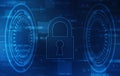 Technology security concept. Modern safety digital background.Digital Padlock on abstract technology background, Royalty Free Stock Photo