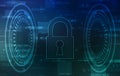 Technology security concept. Modern safety digital background.Digital Padlock on abstract technology background, Royalty Free Stock Photo