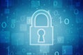 Technology security concept. Modern safety digital background.Digital Padlock on abstract technology background, Royalty Free Stock Photo