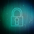 Technology security concept. Modern safety digital background.Digital Padlock on abstract technology background, Royalty Free Stock Photo