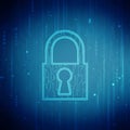 Technology security concept. Modern safety digital background. Digital Padlock on abstract technology background, Royalty Free Stock Photo