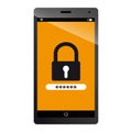 Technology Security Systems - Editable Mobile Device Vector Illustration