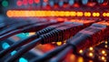 Technology Server Setup: Closeup of Networking Equipment Cables and Connectors. Concept Server, Royalty Free Stock Photo