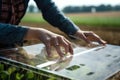 technology at the service of the farmer. Futuristic transparent tablet for agro-industry