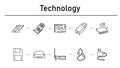 Technology simple concept icons set