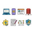 Technology and software development icons set Royalty Free Stock Photo