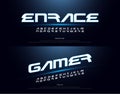 Technology space font and alphabet. techno neon effect fonts designs. Typography digital sci-fi concept. vector illustration Royalty Free Stock Photo