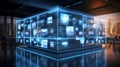A technology stands tall a colossal supercomputer, network power. Generative AI