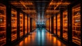 A technology stands tall a colossal supercomputer, network power. Generative AI