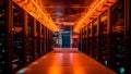 A technology stands tall a colossal supercomputer, network power. Generative AI