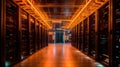 A technology stands tall a colossal supercomputer, network power. Generative AI
