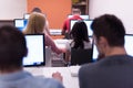 Technology students group working in computer lab school class