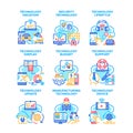 Technology Support Set Icons Vector Illustrations