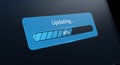 Technology and system update concept with glowing progress bar showing active installation process Royalty Free Stock Photo